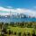 Toronto skyline and Lake Ontario aerial view, Toronto, Ontario, Canada.