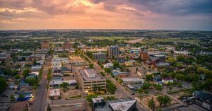 Aerial view of Brandon, Manitoba